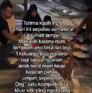 Berkah Mati Listrik se-Pulau Sumatera, Perempuan Bahagia Dapat Quality Time dengan Keluarga
