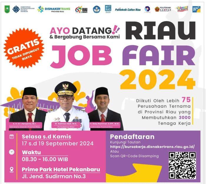 Riau Job Fair 2024 akan Diselenggarakan 17-19 September di Pekanbaru